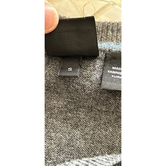 Hugo Boss Merino Wool V-Neck Gray Light Blue Argyle Small - Picture 10 of 11